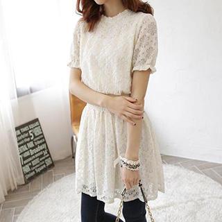 Smocked Lace A-line Dress