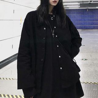 Plain Button Jacket Black - One Size