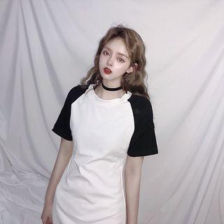 Color Block Short-sleeve T-shirt / T-shirt Dress