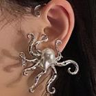 Octopus Ear Cuff 1 Pc - Left Ear - Silver - One Size