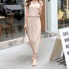 Cap-sleeve Pleated Midi Dress
