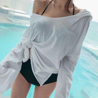 Distressed Cotton Coverup Hoodie