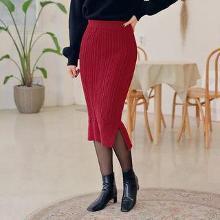 Cable-knit Pencil Skirt
