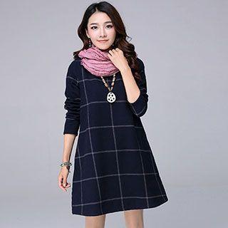 Long-sleeve Check Tunic