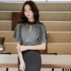 Short Cape-sleeve Midi Sheath Dress