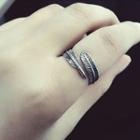Feather Alloy Open Ring 1 Pc - Silver - One Size