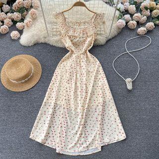 Sleeveless Square-neck Floral Lace Dress