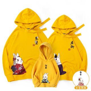 Family Matching Long-sleeve Hooded Print Top
