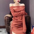 Long-sleeve Asymmetric Hem Dress