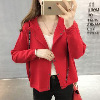 Buttoned Hooded Knit Jacket