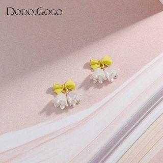 Bow Flower Drop Earring 1 Pair - Earring - Green & White - One Size