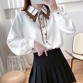 Layered Collar Bow Shirt