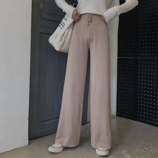 High-waist Drawstring Wide Leg Pants