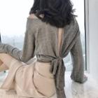 Set: Off-shoulder Tie-back Top + A-line Skirt