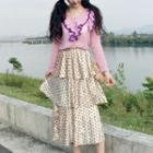 Ruffle Trim Sweater / Dotted Tiered Skirt