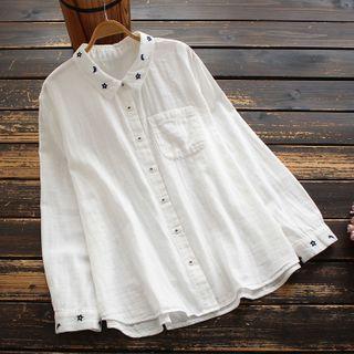 Star Embroidered Shirt Off-white - One Size