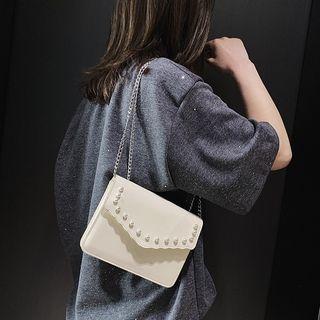 Faux Pearl Faux Leather Shoulder Bag