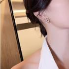 Rhinestone Faux Pearl Hoop Earring 1 Pair - As Shown In Figure - One Size