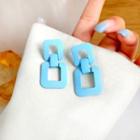 Square Alloy Dangle Earring 1 Pair - Earrings - S925 Silver - Blue - One Size