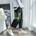 Drawstring-waist Contrast Color Cropped Cargo Pants
