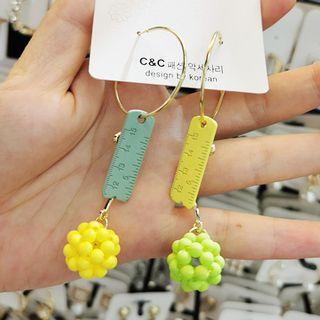 Bead & Mini Ruler Dangle Earring 1 Pair - As Shown In Figure - One Size