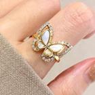 Rhinestone Shell Butterfly Ring As Shown In Figure - One Size