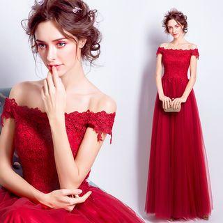 Off-shoulder Floor Length Evening Gown