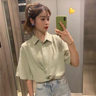 Short-sleeve Elastic-waist Shirt