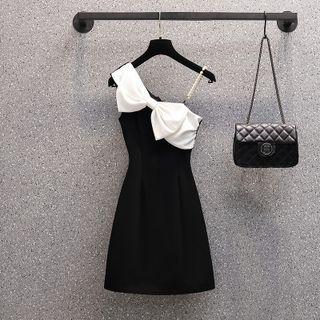 Sleeveless Bow Beaded Mini A-line Dress