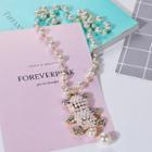Bear Faux Pearl Rhinestone Pendant Alloy Necklace Faux Pearl - White - One Size