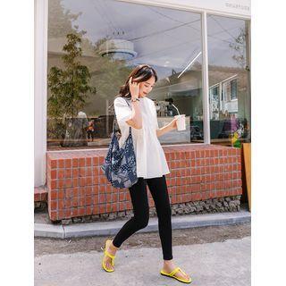 Round-neck Shirred Long Blouse