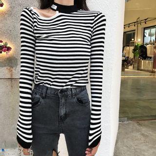 Halter Long-sleeve Slim-fit Top