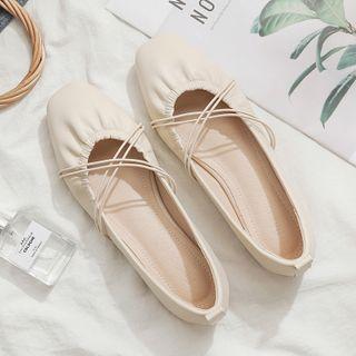 Cross Strap Shirred Flats