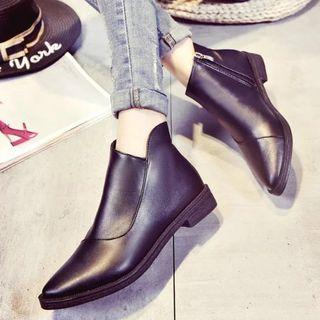 Faux Leather Paneled Ankle Boots