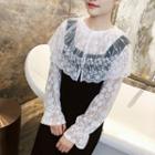 Capelet Long-sleeve Lace Top