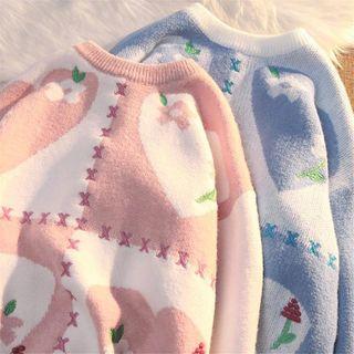 Knit Print Sweatshirt