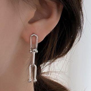 Chained Alloy Dangle Earring Silver - One Size