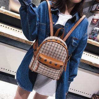 Studded Plaid Backpack