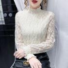Long-sleeve High-neck Lace Top
