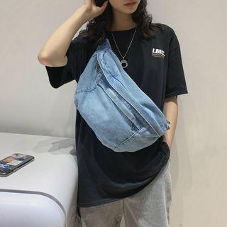 Denim Zip Belt Bag