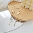 Butterfly Glaze Rhinestone Alloy Fringed Earring