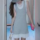 Mock Two-piece Sleeveless T-shirt Dress Gray - One Size