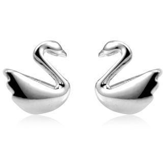 925 Sterling Silver Swan Stud Earrings