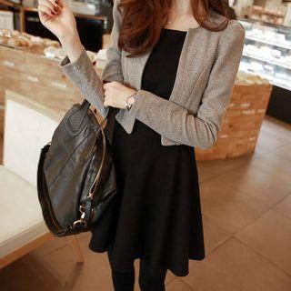 Set: Cropped Cardigan + Sleeveless A-line Dress