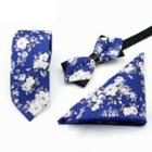 Set Of 3: Printed Neck Tie + Bow Tie + Pocket Square Mz-09 - One Size