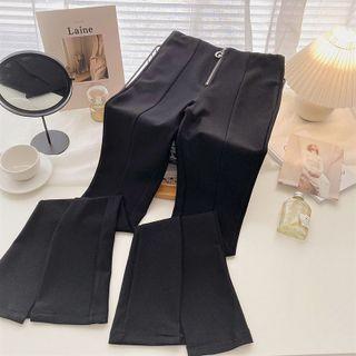 Zipper High-waist Pants