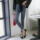 Mid-rise Cutout-hem Skinny Jeans