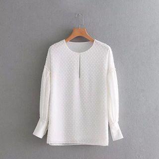 Puff-sleeved Plain Blouse