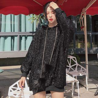Glittered Pom Pom Hoodie