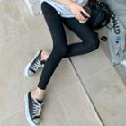 Plain Napped Leggings Black - One Size